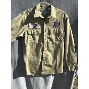 Vintage Sears Shirt Mens Medium Work Uniform Button Up USA 70s Corvette Jaguar P